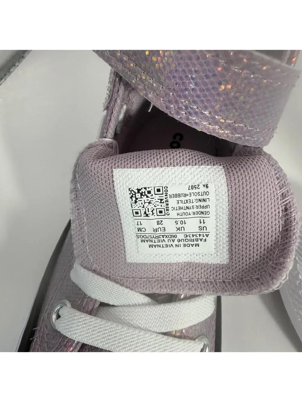 Converse Chuck Taylor All Star High Top Purple Iridescent Glitter Kids Youth 11